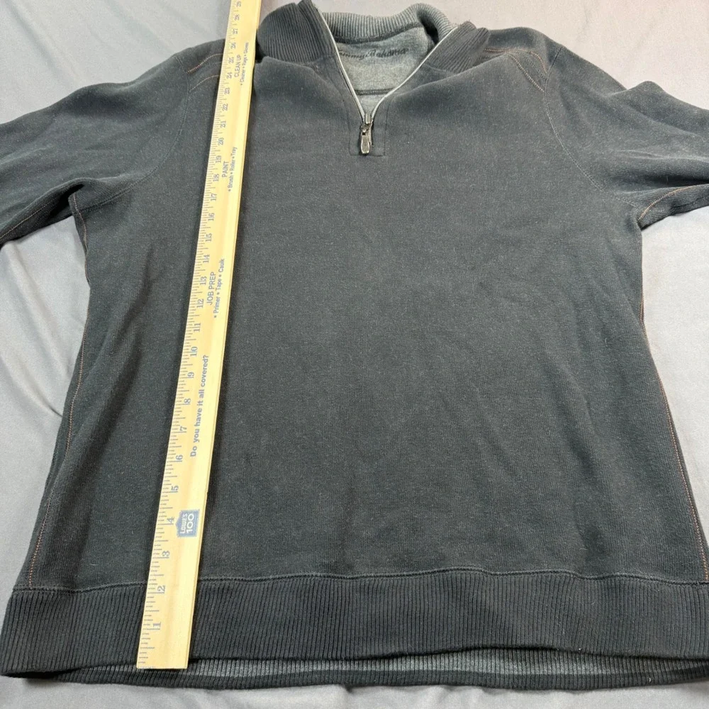 Tommy Bahama Mens Quarter Zip Pullover Sweater Contrast Stitch‎ Marlin Logo